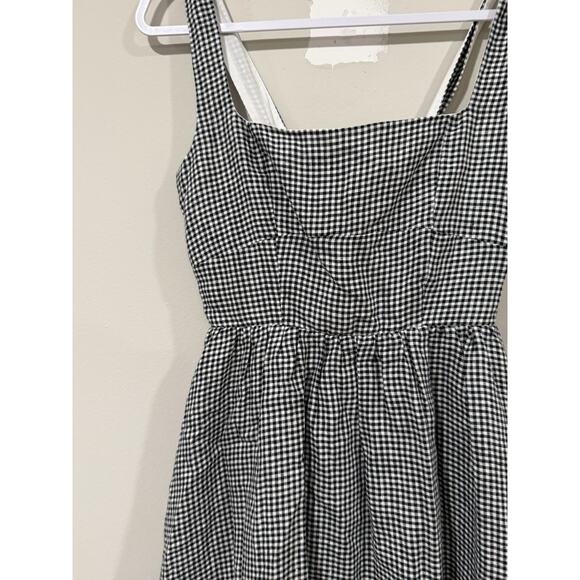 Quince Black Gingham European Linen Scoop Neck Xs Midi Dress 2301 - Picture 4 of 10